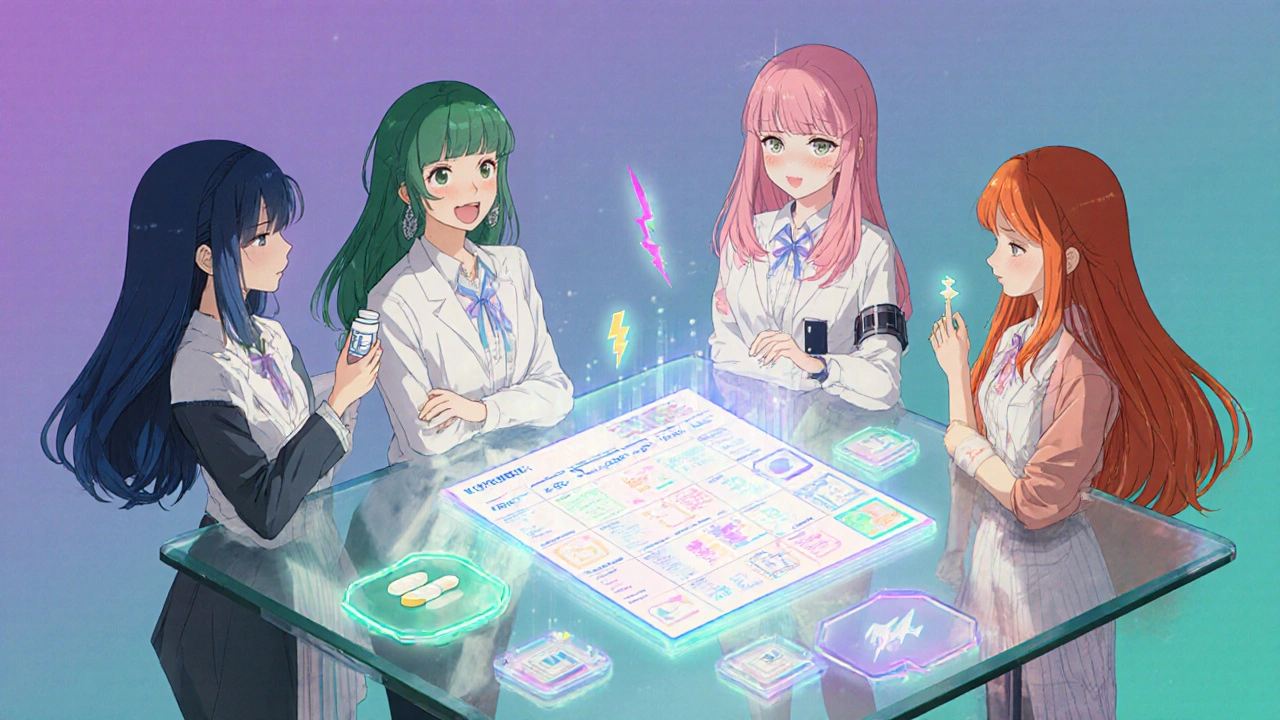 Bischoujo‑Charaktere stellen verschiedene Medikamente dar.