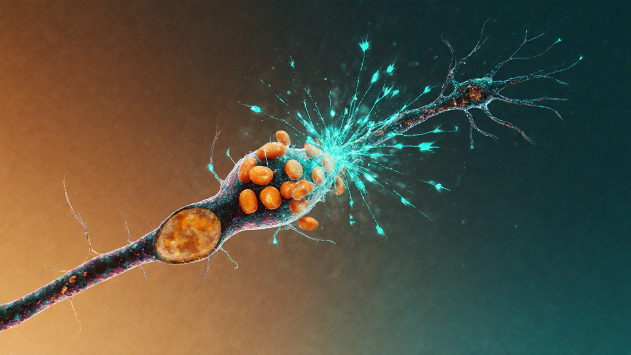Neuronale Synapse, die aufgrund mangelnder Calcium‑Ionen schwach neurotransmittiert.