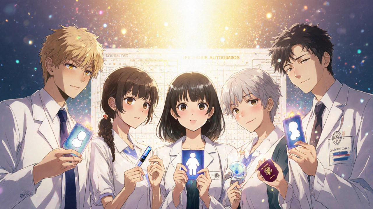 Verschiedene Patienten stehen gemeinsam in einem Lichtkreis, symbolisierend informierte Entscheidungen.