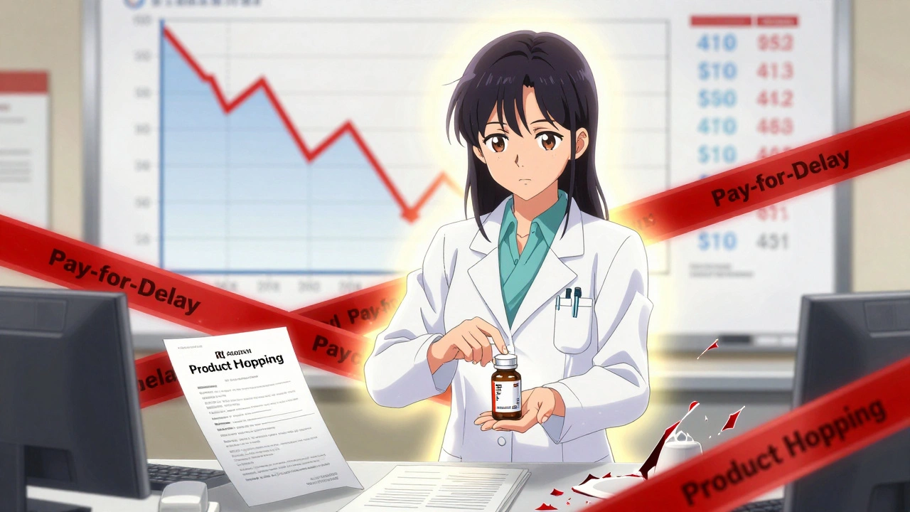 Apothekerin reicht Generikum aus, während Patent-Hindernisse zerbrechen.