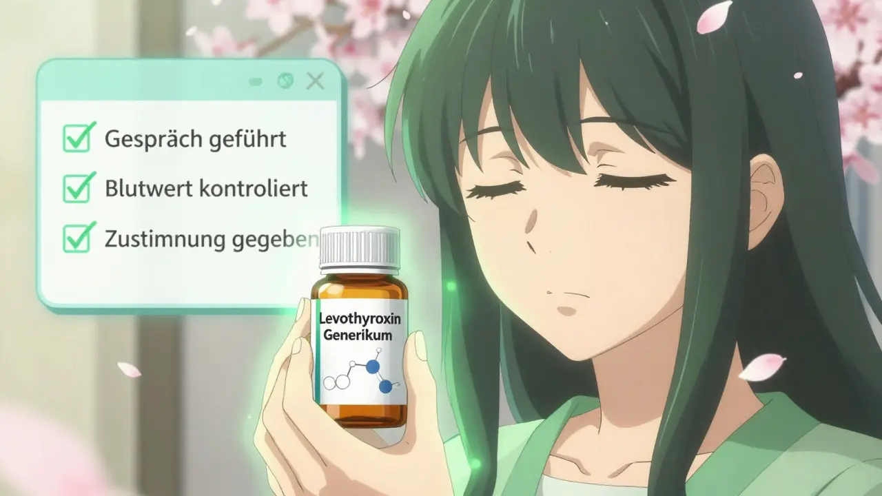 Ein Patient hält eine NTI-Generika-Tablette, während ihre molekulare Struktur mit der Markenversion übereinstimmt.