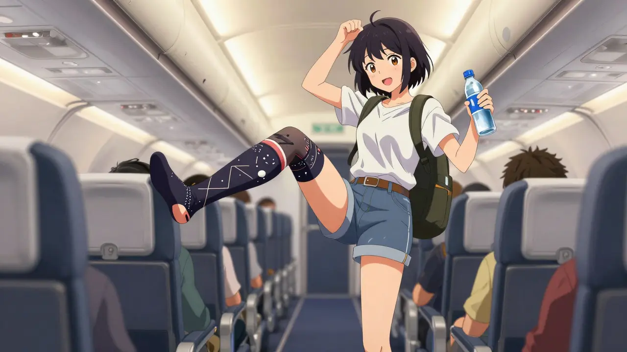 Fraue macht Beübungen im Flugzeuggang