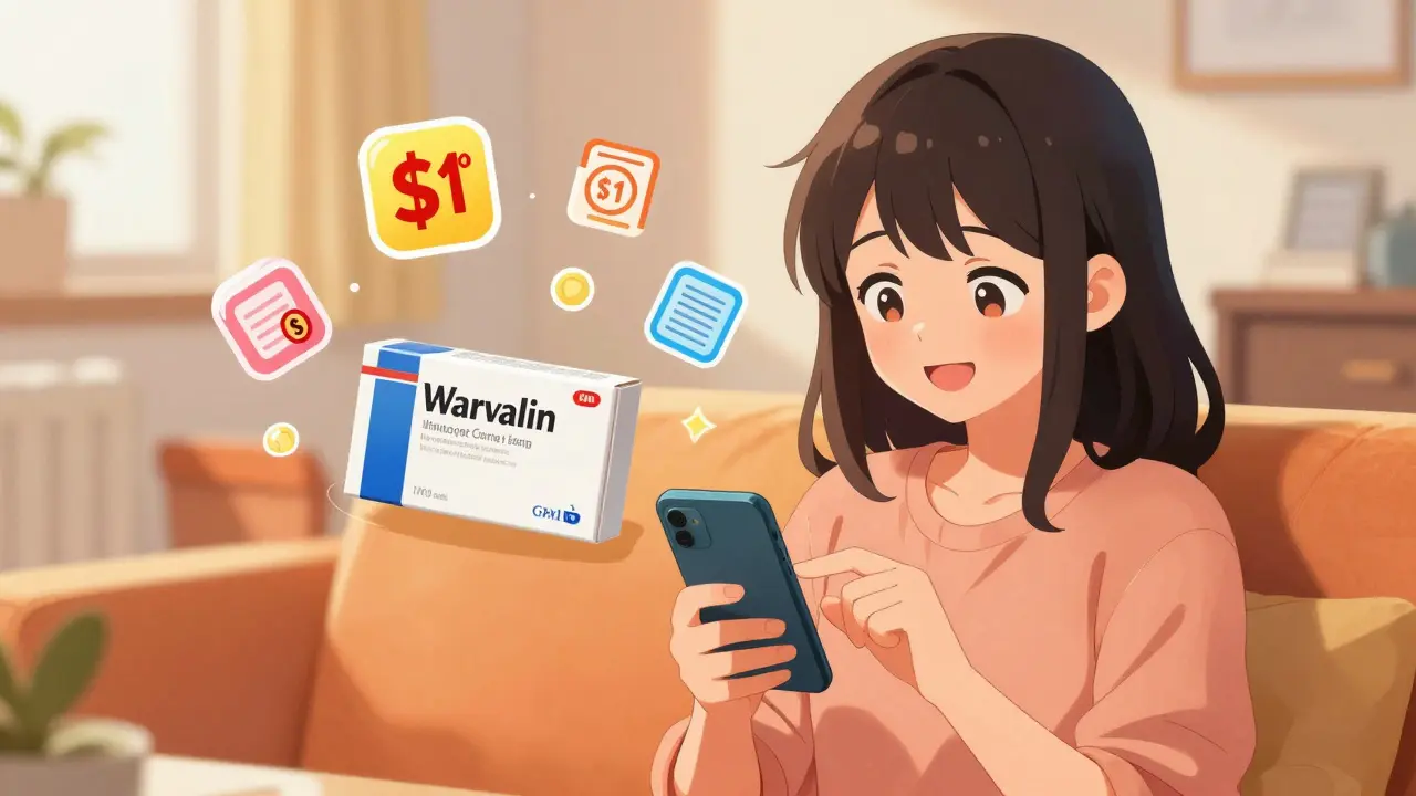 Glückliche Anime-Patientin spart Geld mit generischem Warfarin und Rabatten