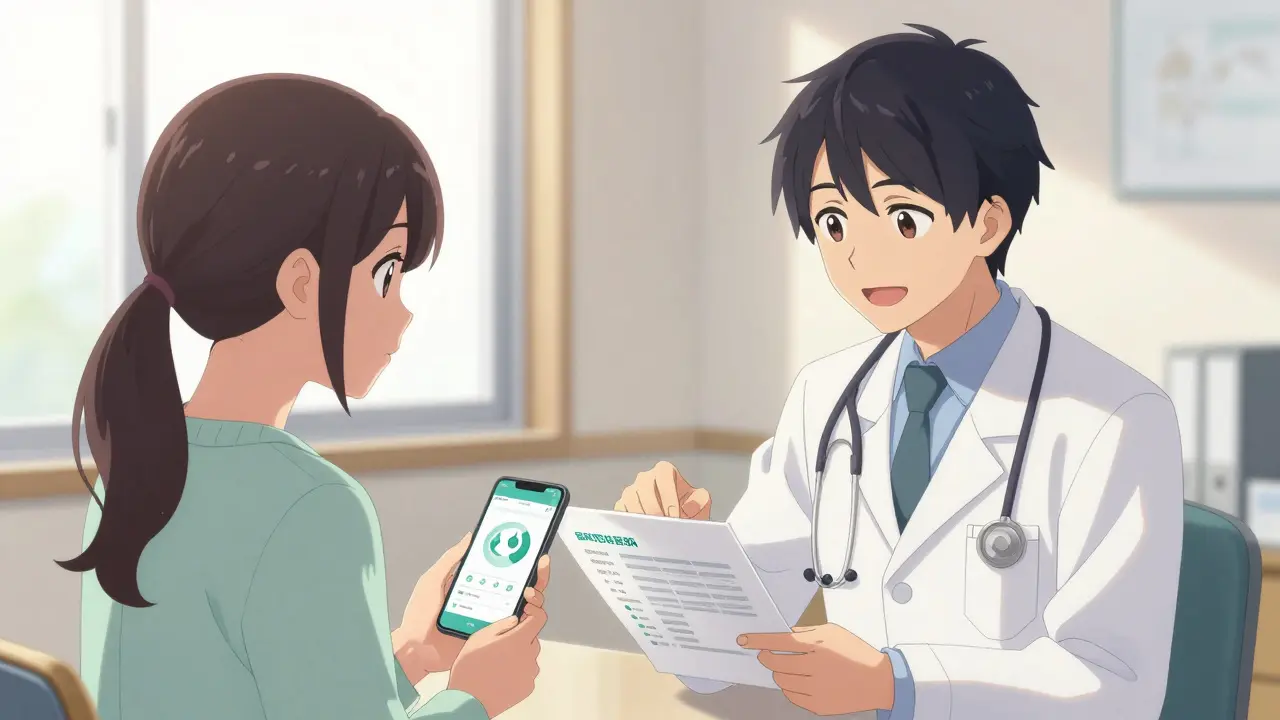Anime-Patientin bespricht Generika-Vorteile mit ihrem Arzt