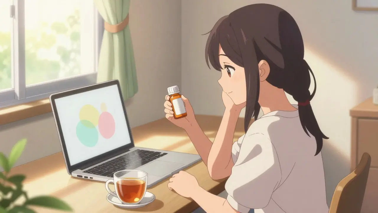 Glückliche Anime-Patientin mit erschwinglichem Medikament zu Hause