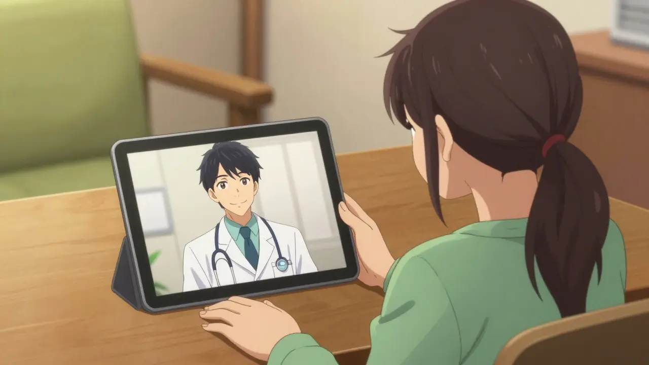 Telemedizin-Konsultation per Video-Call im Anime-Stil