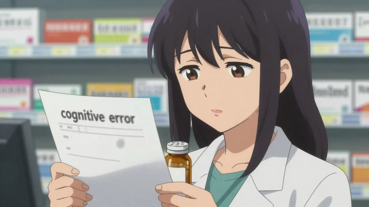 Apothekerin prüft ein Rezept im Bishoujo-Stil